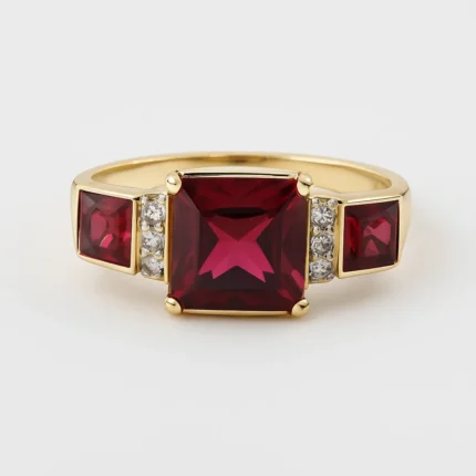 Regal Garnet & Diamond Statement Ring in Yellow Gold